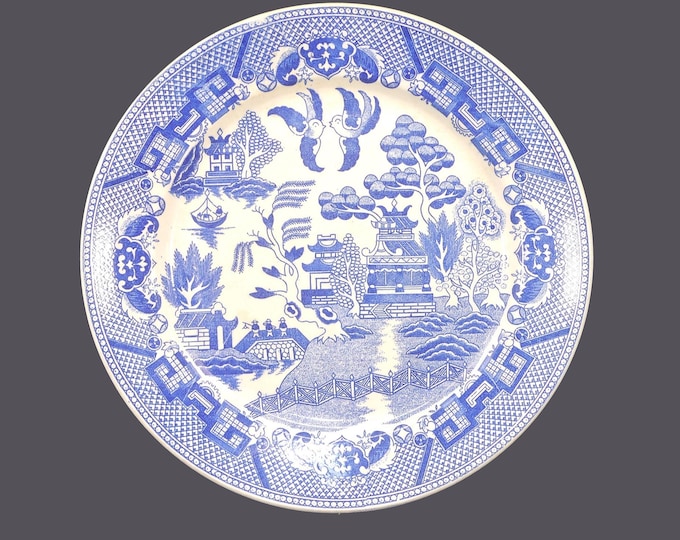 Blue Willow luncheon plate made in Japan. Classic blue-and-white Chinoiserie. Sold individually.