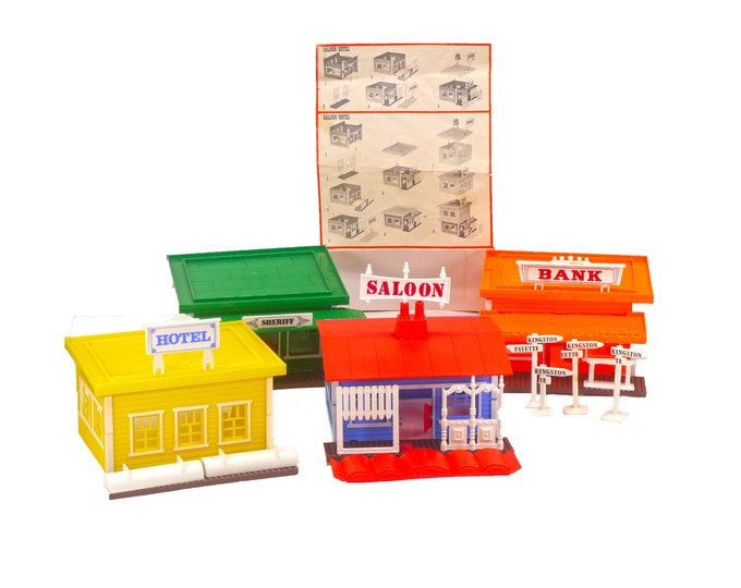 Grace Toys Kingston City 9092 Wild West Buildings play set made in Hong Kong. Gift for him. Gift for dad. Incomplete (see details below).