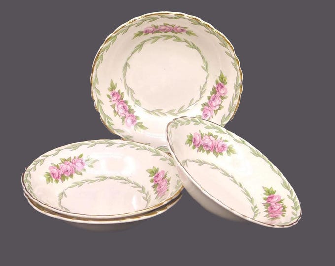 Vintage Royal Staffordshire pattern 1298 dessert bowls. Pink Rose, Green Laurel. 4 bowls.