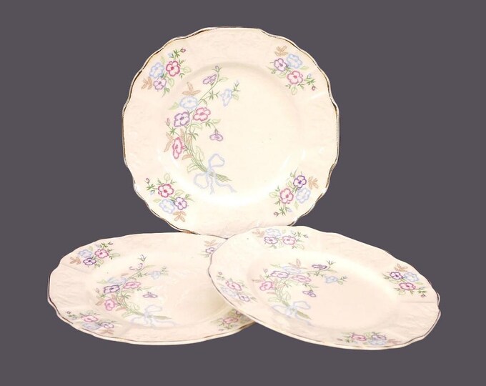 Three Myott Susan square bread plates. Art-deco era tableware made in England.