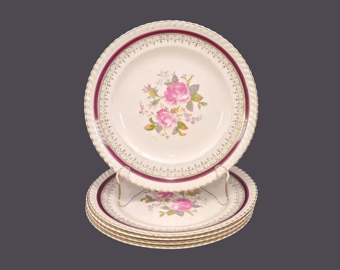 Five Johnson Brothers JB334 salad plates. Pareek ironstone made in England. Flaws (see below).