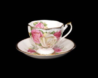 Queen Anne Lady Sylvia bone china cup and saucer set made in England.