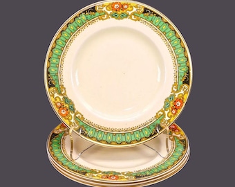 Four art-deco era Wood & Sons WOO190 | W431 bread, dessert, side plates. Ivory Ware ironstone made in England.