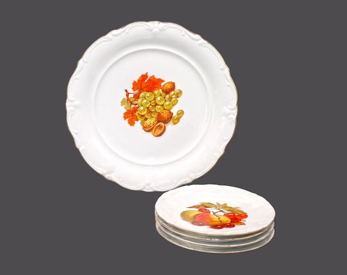 Bareuther BTH112 | Winterling WIG224 dessert service. Round Winterling platter, 4 dessert plates. Bavarian fruit. Made in Germany.