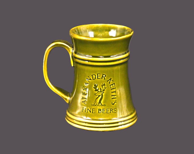 Alexander Keith's Fine Beers ceramic beer stein | tankard. Green glaze. Gift for him. Gift for dad.
