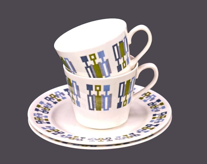 Pair of Royal Vale 8374 snack sets | tea and toast sets of cups and plates. Bone china made in England.
