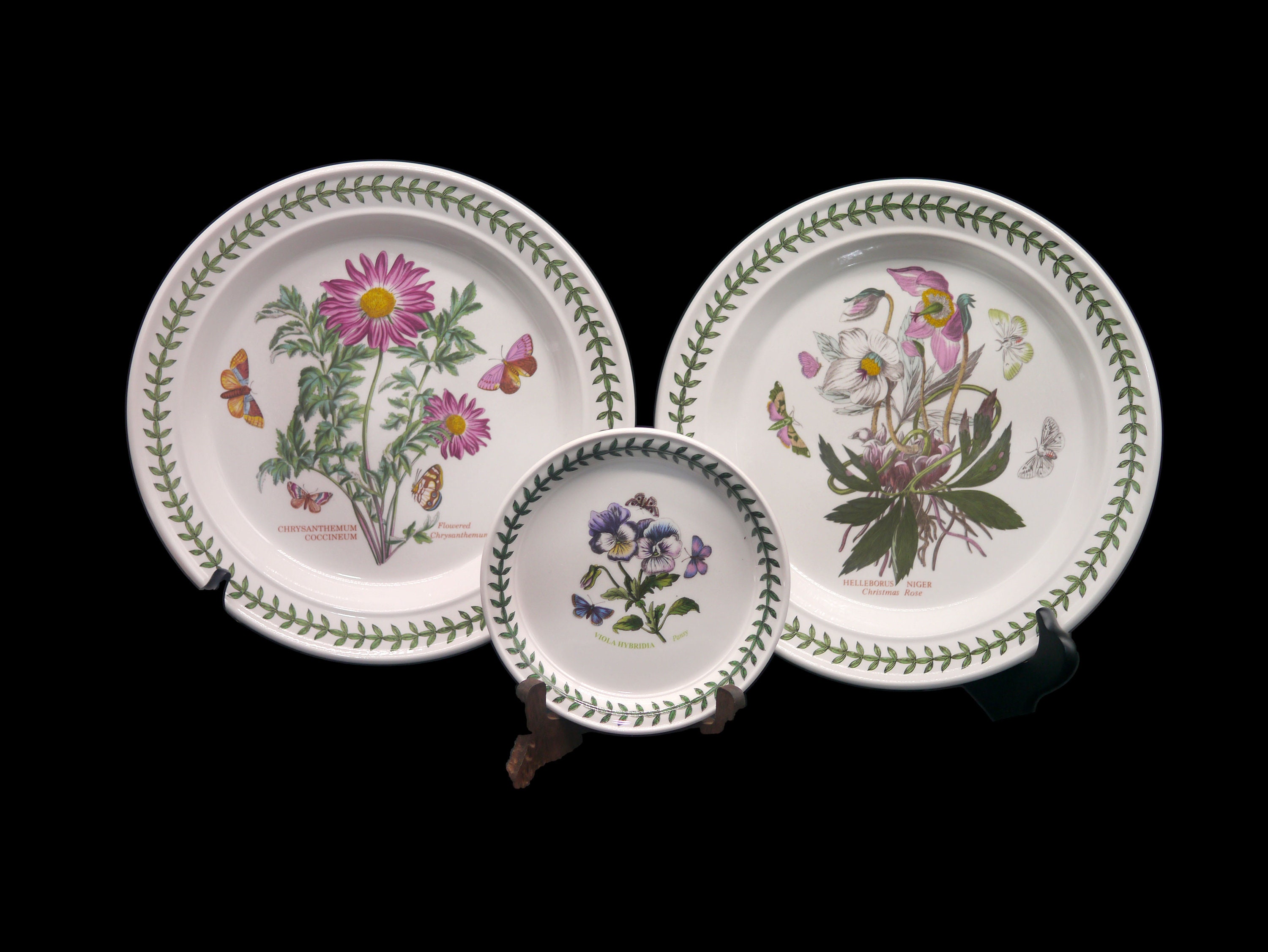 Three Portmeirion Botanic Garden plates made in England. Two large