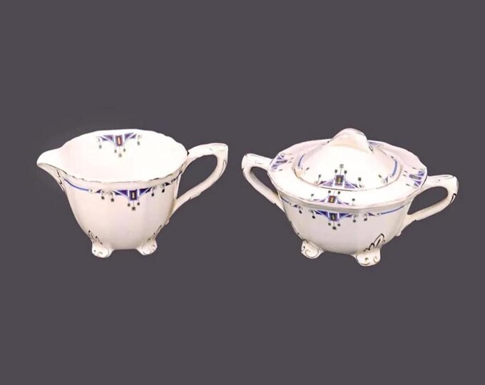 Alfred Meakin Orient creamer and covered sugar bowl set made in England. Flaws (see below).