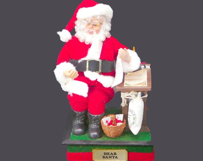 Dear Santa musical Christmas figurine | music box. Santa checking naughty and nice list.