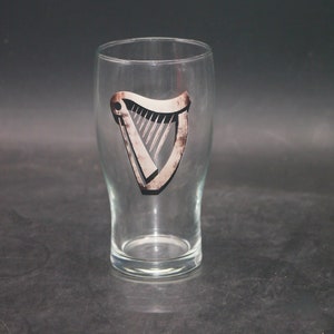 Vintage Guinness Harp logo pint beer glass. image 2
