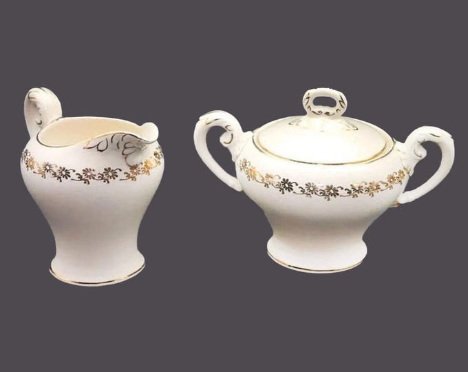 Myott M517-G Wallington creamer and covered sugar bowl set made in England.