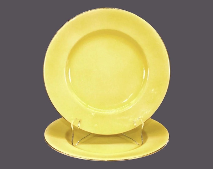 Pair of Royal Winton Grimwades Pastel Ware Yellow luncheon plates made in England. Flaws (see below).