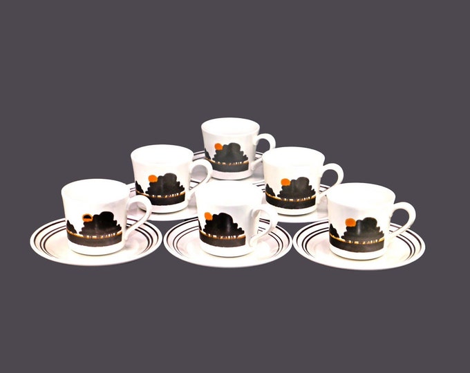 Royal Doulton Prairie LS1031 stoneware cup and saucer sets. Lambethware stoneware made in England. Choose quantity below.