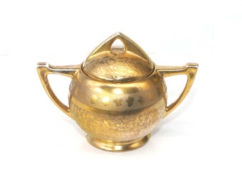 Antique Hutschenreuther | UNO | Favorite Bavaria gold lusterware sugar bowl.