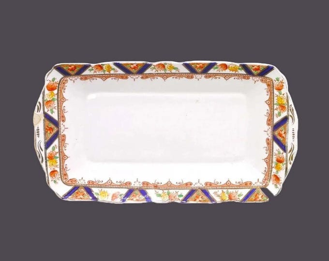 Royal Staffordshire 5448A hand-decorated Imari sandwich tray | rectangular lugged platter. Bone china made in England. Flaws (see below).