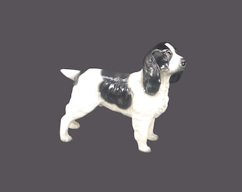 Beswick cocker spaniel ceramic dog figurine made in England. Black and white. Dog lover gift.