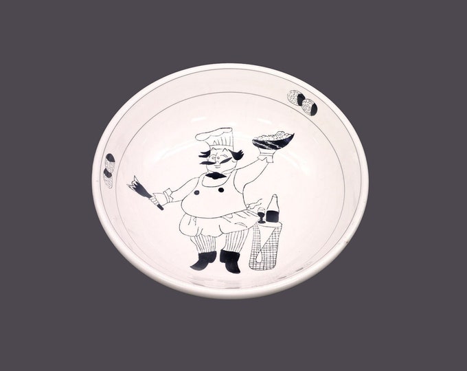 Migo Superstone large stoneware pasta serving bowl made in Italy.  Pasta chef in center. Flaw (see below).
