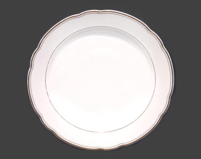 Fisher China FSA2 rimmed soup bowl. Classic white-and-gold tableware made in Germany. Sold individually.