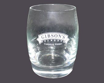 Gibson's Finest Canadian Whisky | lo-ball | on-the-rocks | old fashioned glass. Etched-glass branding.