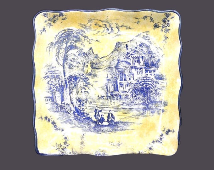 American Atelier English Toile Waverly-style square serving platter | chop plate | service plate.