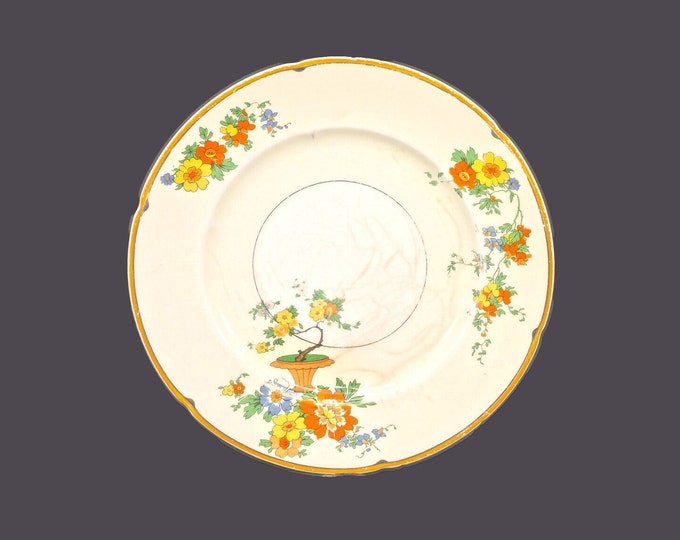 Antique Edwardian Age Grindley Carnival luncheon plate. Flowers in urn. Ivory Ware made in England. Flaws (see below).