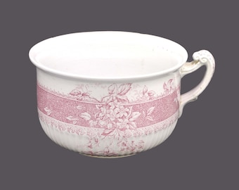 Antique Victorian-era Upper Hanley Pottery Lucerne pink transferware chamber pot, commode, toilet bed. Flaws.