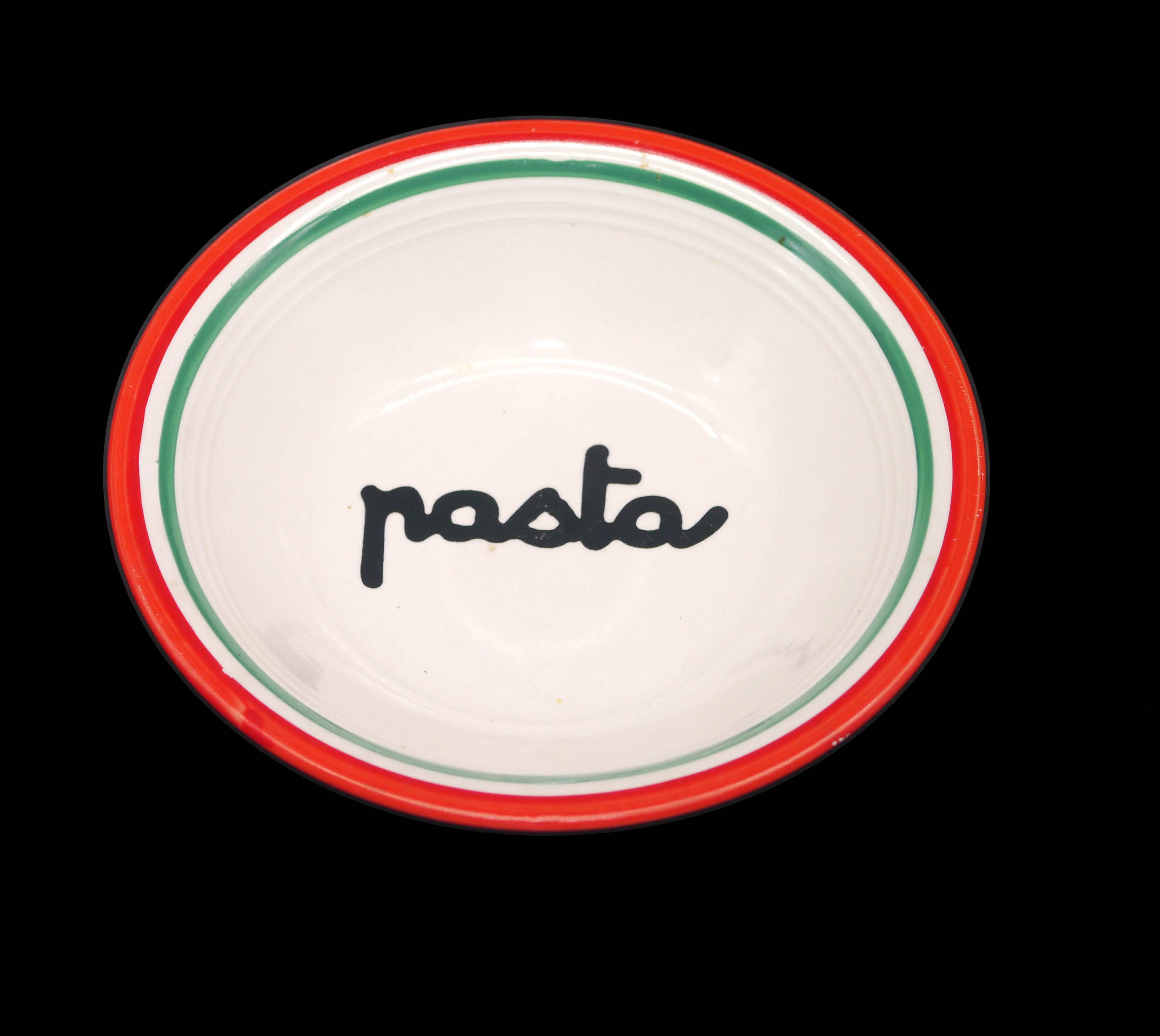 Pair of Certified International individual pasta bowls. Pasta wording
