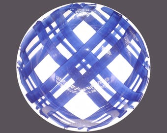 Vintage Pier 1 blue-and-white plaid round pasta serving bowl: Italy.