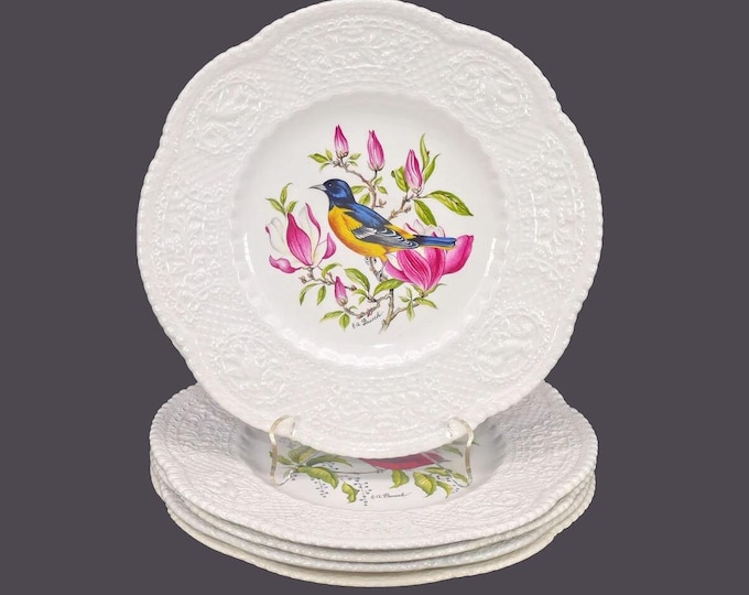 Royal Cauldon Aviary Series luncheon plate. Artwork of Henry Pausch. Bristol Ironstone made in England. Choice of bird sold individually.