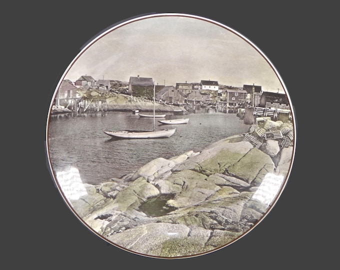 Royal Doulton TC1069 Maritime Provinces wall cabinet display plate. Image of Maritime fishing village Eastern Canada.