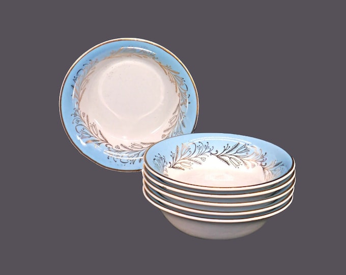 Seven Washington Pottery Blue Riband fruit nappies, dessert bowls made in England.