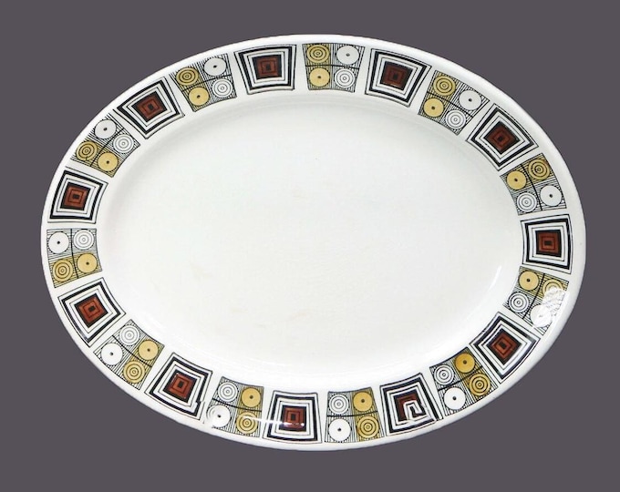 Retro vintage Broadhurst Rushstone oval platter. Kathie Winkle design England. Flaws