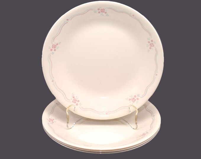 Four Corelle Corningware English Breakfast bread plates made in USA.