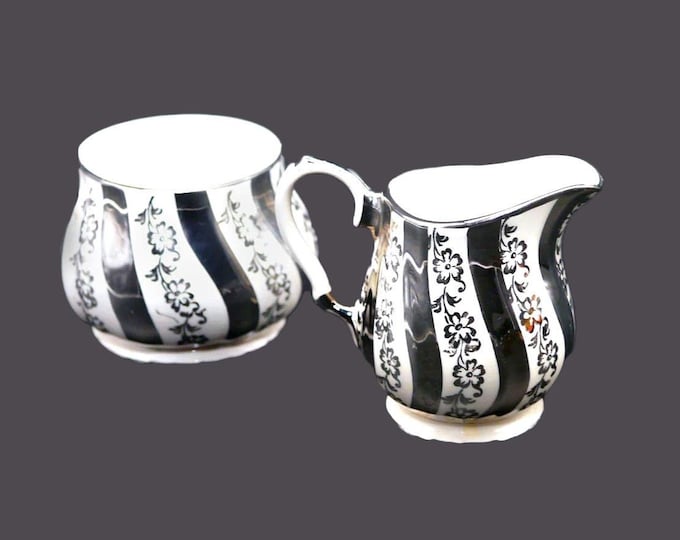 Sadler 2822 silver lusterware cream and sugar bowl set made in England.