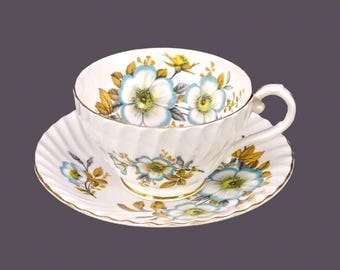 Vintage Stanley Bone China Tea Cup and Saucer Set: Blue Anemone