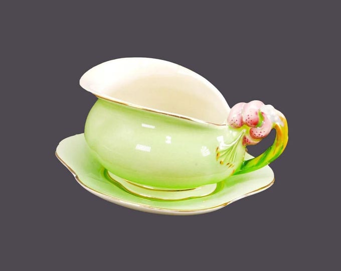 Royal Winton Grimwades Tiger Lily Green creamer and under-plate made in England. Flaws (see below).