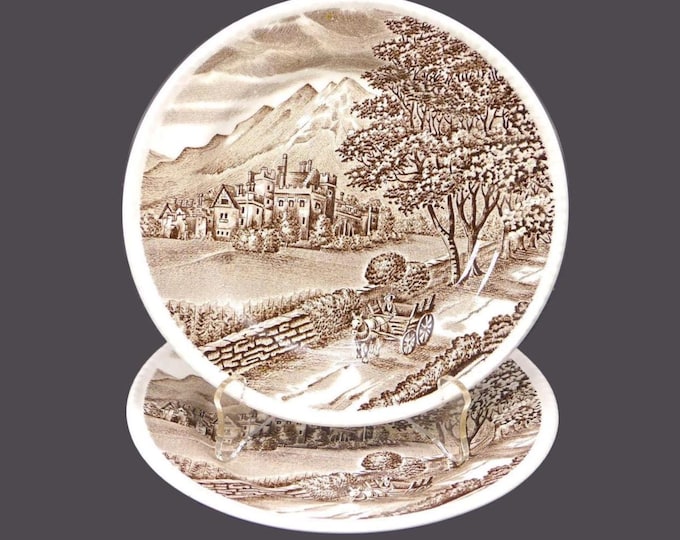 Pair of Wood & Sons Westmorland Brown bread, dessert plates made in England.