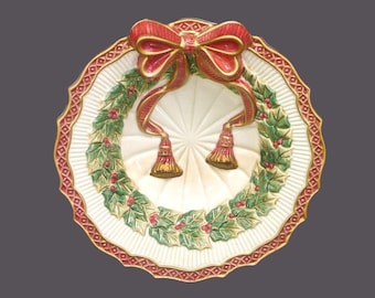Vintage Fitz & Floyd Aegean majolica Christmas serving bowl.