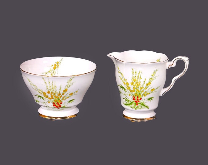 Royal Stafford Broom 6567 bone china creamer and open sugar bowl set made in England.