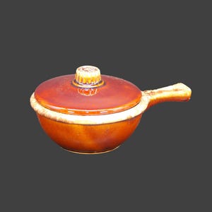 Vintage Hull Pottery Casserole: Brown Drip Glaze Soup Bowl