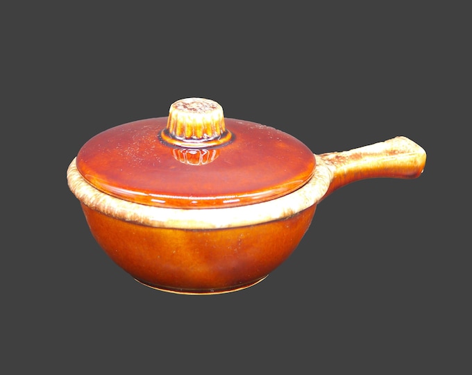 Hull Pottery Brown Drip Glaze | House & Garden Mirror Brown covered individual casserole | onion soup bowl made in USA.