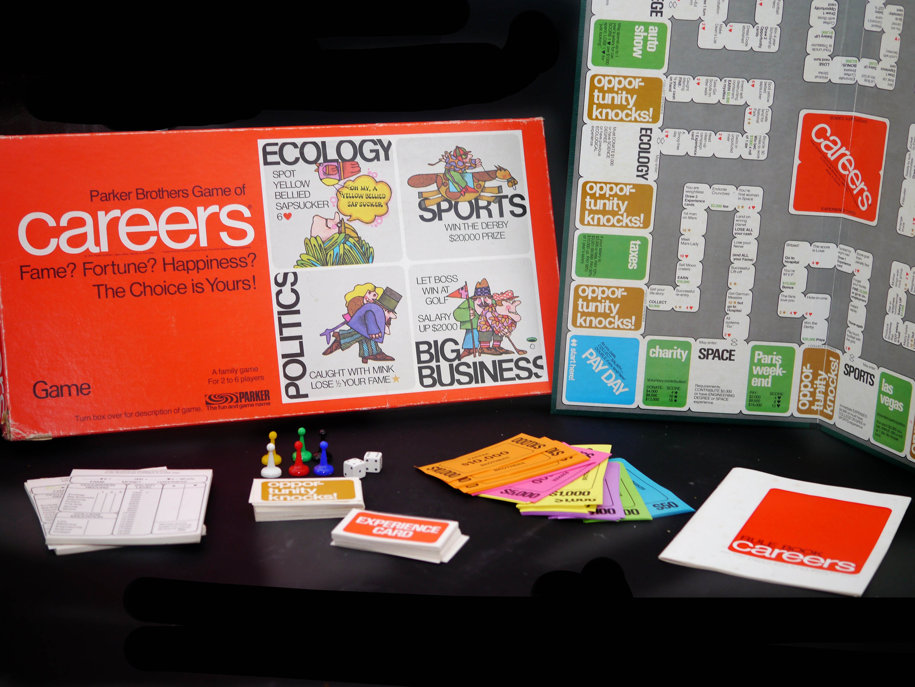Careers board game published 1971 by Parker Brothers. Complete.