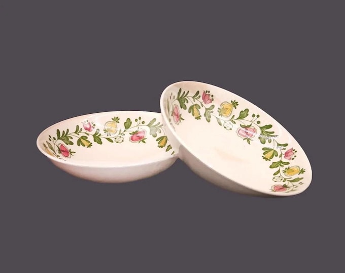 Vintage Johnson Brothers Gretchen Green coupe soup bowls. England. 2 bowls.