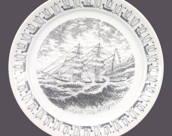 Vintage Porsgrund Norwegian American Line nautical dinner plate. Bark City of Agra.