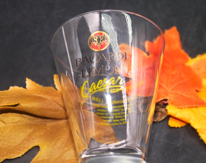 Bacardi Rum Limon | Lemon Caesar tulip-shaped recipe glass.  Etched-glass branding.