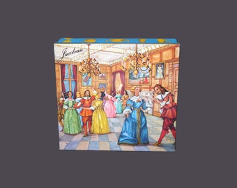 Vintage Elkes Biscuits Jacobean square cookie tin made in England.