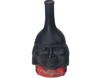 Vintage Nogueras Comas Pisco Decanter: Inca/Olmec Head Bottle