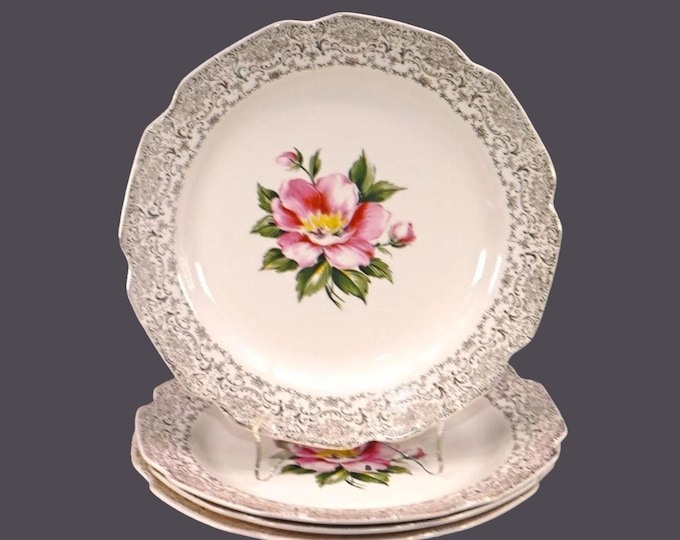 Four Georgian China GRG33 luncheon plates made in USA.