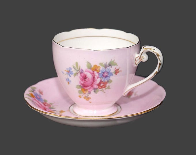 Royal Grafton pink and roses cup and saucer set. Bone china made in England.