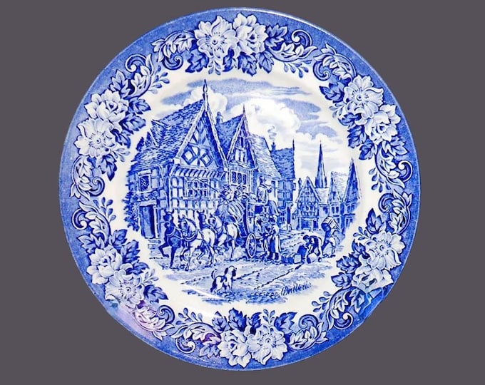 English Ironstone Tableware | EIT Dickens Blue dinner plate made in England. Old Curiosity Shop. Sold individually.